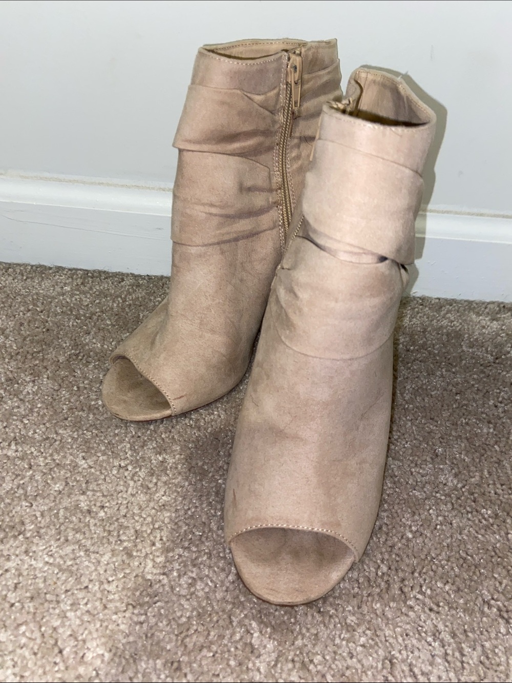 JustFab Blush Slouch Peep-Toe Ankle Boots